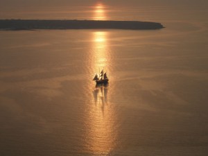 Traditional Schooner from our terrace at dusk