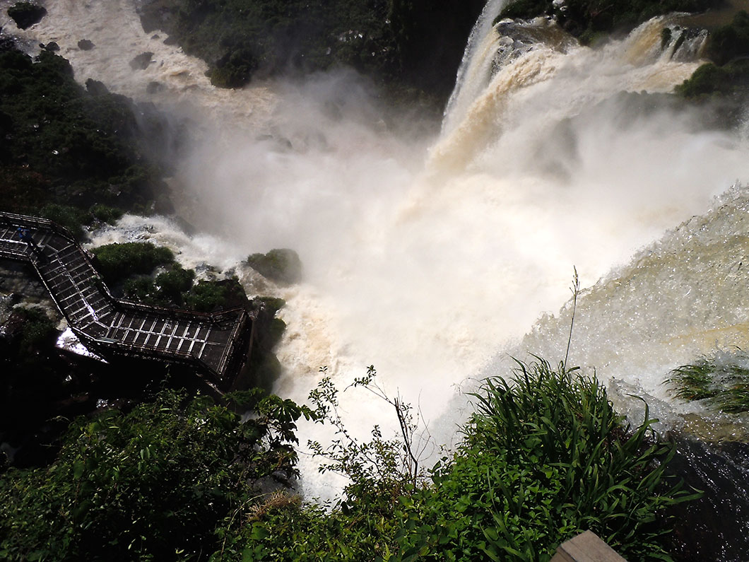 View of lower cicuit walkways from the top - Iguazu National Park, Argentina
