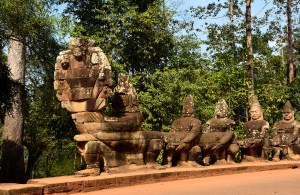 Churning of the ocean of milk at the South Gate of Angkor Thom