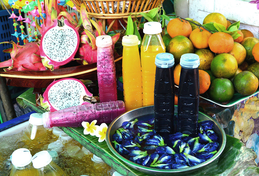 Colourful juice in street market, Bangkok