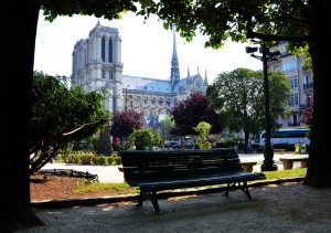 View from the garden in front of St-Julien-le-Pauvre