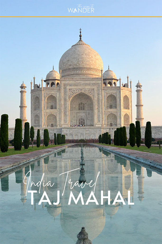 The Taj Mahal and its reflection in the mirroring pool ofTaj Mahal, Agra.