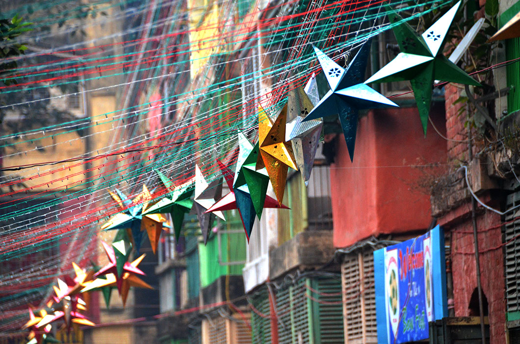 Christmas decorations in Bow Barracks, Calcutta