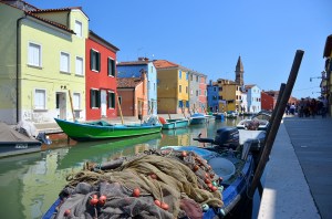 Burano Boats and fishing net.