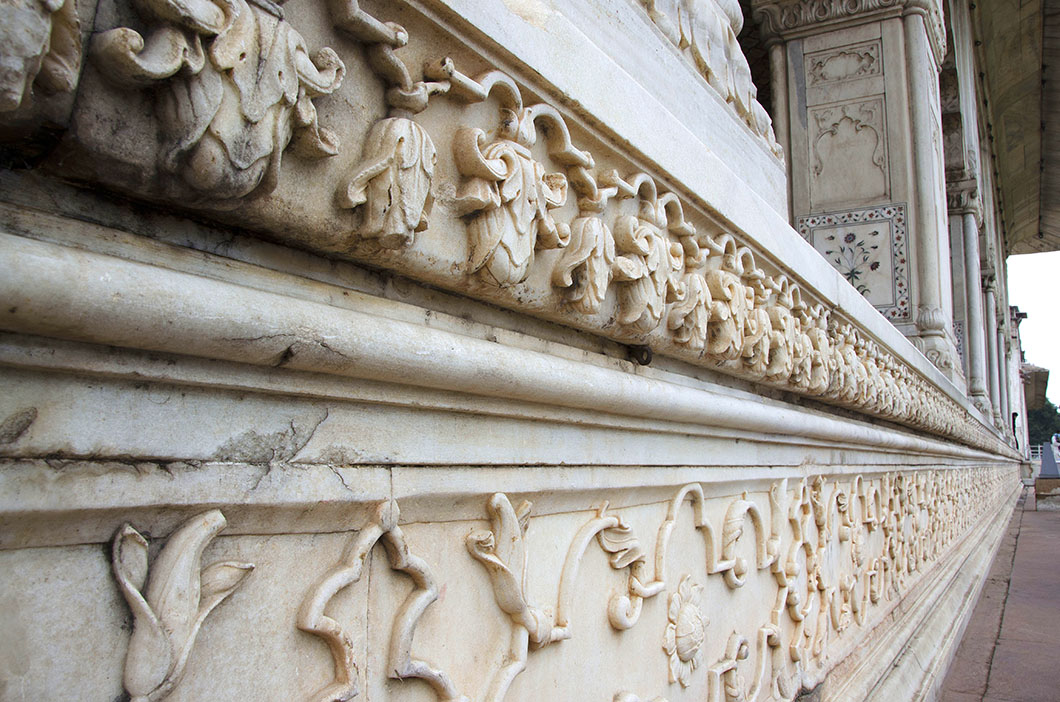 Detail of carving on plinth - Red Fort, Delhi