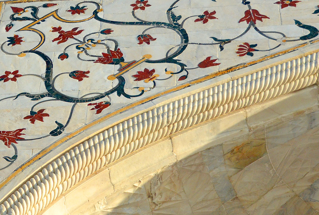 Pietra Dura inlay and marble edge molding - Taj Mahal, Agra