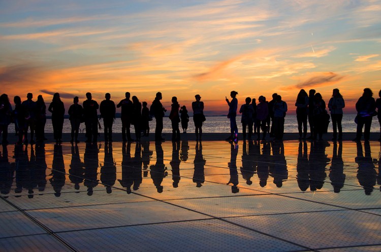 ‘Greetings to the Sun’ installation on the Zadar waterfront at sunset - Zadar, Croatia