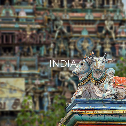 Detail from spire of Mylapore temple in Chennai - Link to India Guide