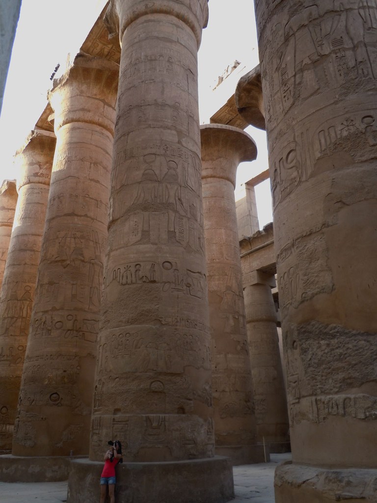 Forest of columns in the hypostyle hall of Karnak Temple, Luxor