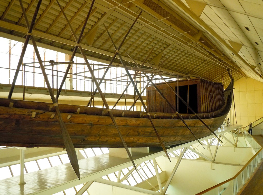Khufu's solar boat in Giza, side view.
