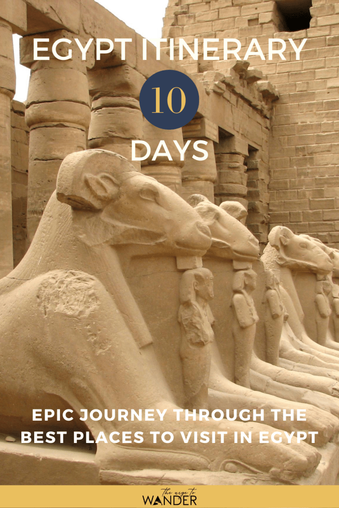 Detailed Egypt itinerary for an epic ten days through the best places to visit in Egypt: Crawl into the Great Pyramid, admire the Sphinx in Giza, explore Cairo, Aswan, Abu Simbel, Luxor, Abydos and Dendera like a pro. The Itinerary includes travel time, latest entrance fees and opening hours of monuments across Egypt and tips on how to get to them. Download a FREE copy!