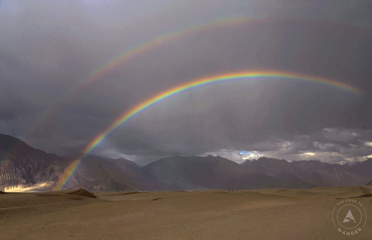 Double Rainbow over the sand dunes of Nubra Valley